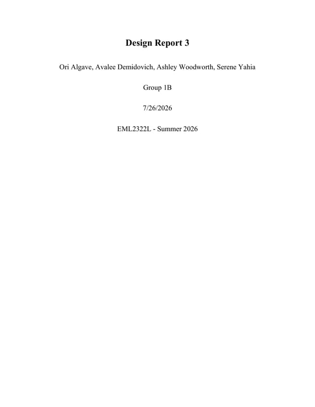 First page of Design Report 3: Final Documentation and DFM