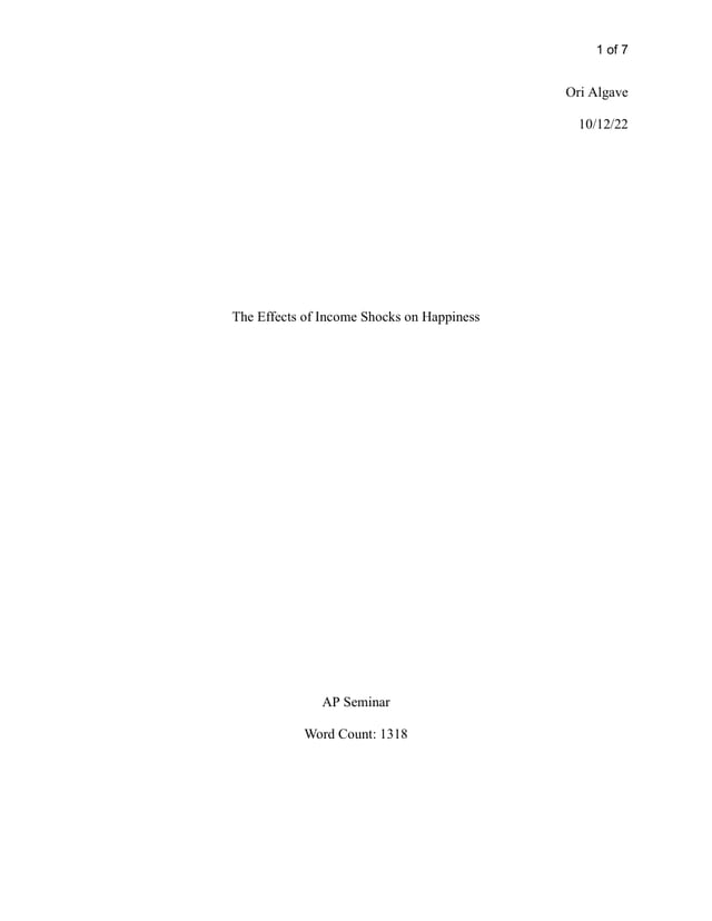 First page of Income Shock Effects on Household Stability