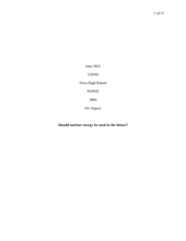 First page of Nuclear Energy: Safety Innovations and Public Perception
